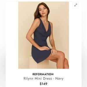 Reformation Navy Rilynn Mini Dress